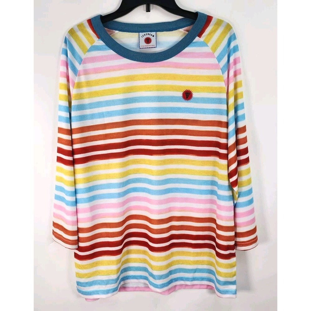 Icecream By Billionaire Boys Club Shirt Mens XL Striped Embroidered Logo